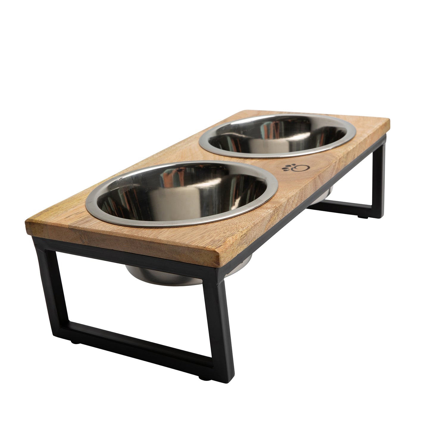 Wood & Metal Elevated Feeder – Handcrafted Mango Wood
