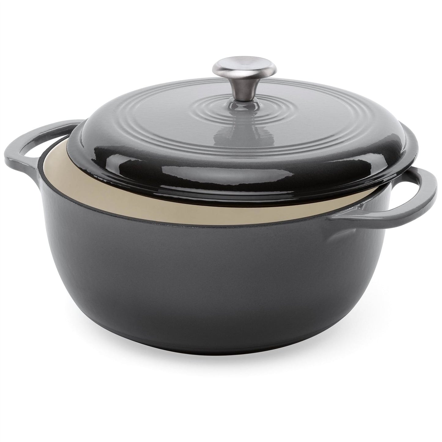 6 Quart Large Grey Enamel Cast-Iron Dutch Oven – Kitchen Cookware