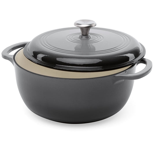 6 Quart Large Grey Enamel Cast-Iron Dutch Oven – Kitchen Cookware