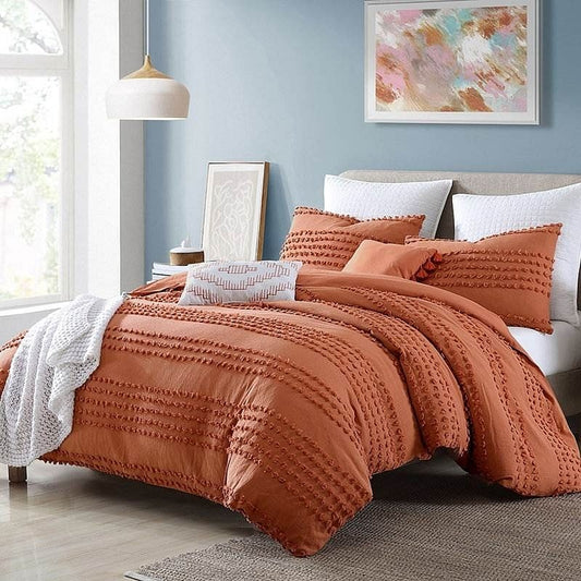 Clip Dot Comforter Set – Brick (Full/Queen, 5-Piece)