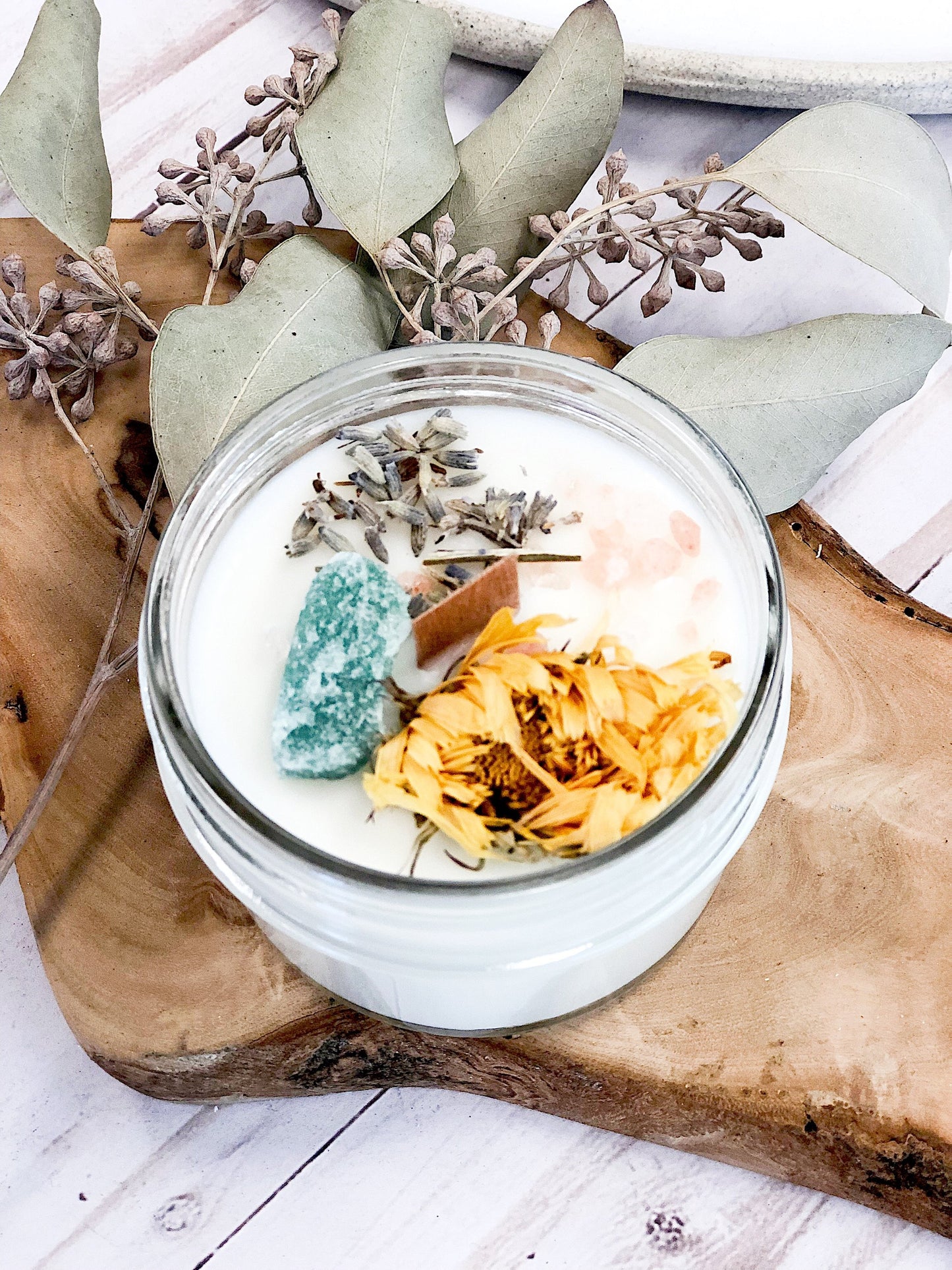 Blessings Intention Candle – Soy Wax with Crystal & Botanicals