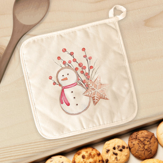 Gingerbread Snowman and Snowflake – Cotton Pot Holder
