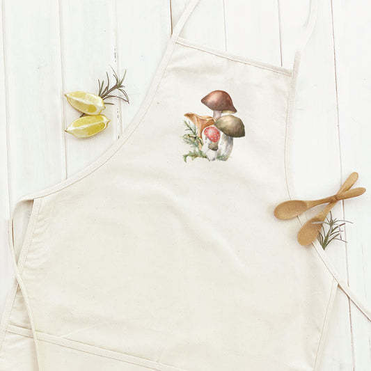 Forest Mushrooms Cotton Canvas Apron