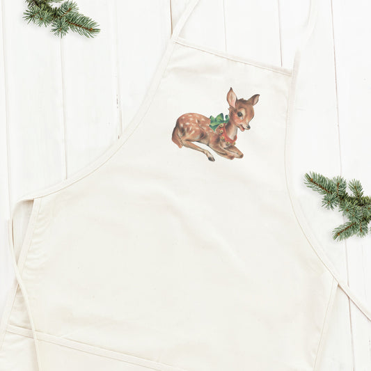 Vintage Reindeer Cotton Canvas Apron