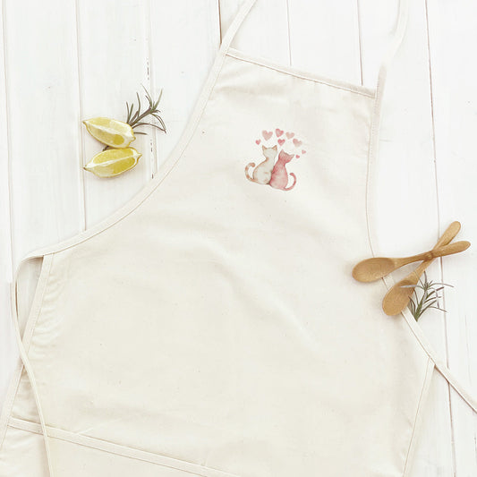 Valentine Cats Cotton Canvas Apron