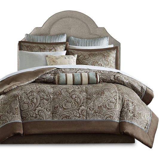 King 12-Piece Comforter Set – Blue Paisley