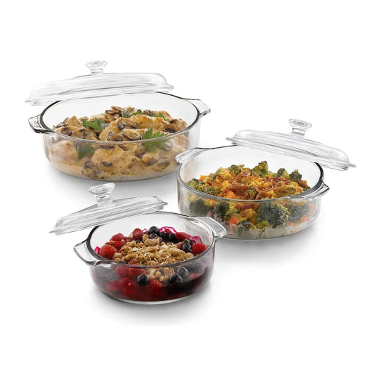 6-Piece Glass Bakeware Casserole Baking Dish Set – Oven, Microwave & Dishwasher Safe
