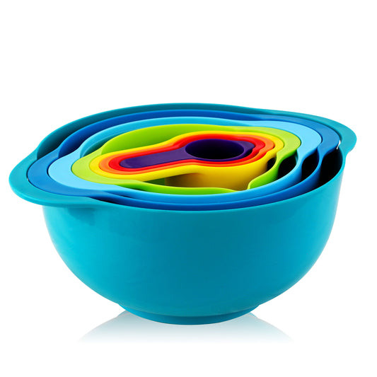 MegaChef Multipurpose Stackable Mixing Bowl & Measuring Cup Set – 8-Piece Colorful Kitchen Essential