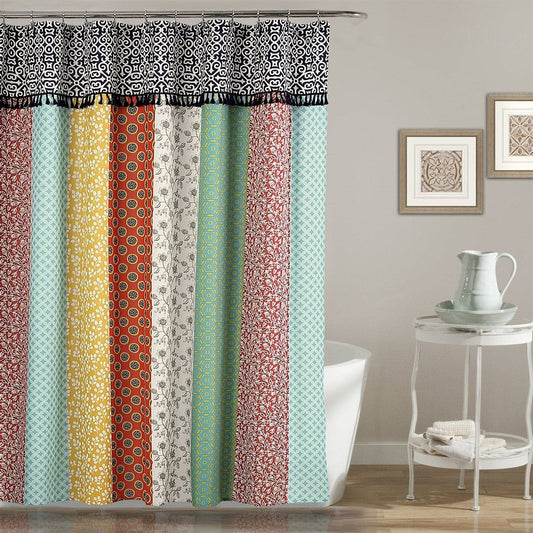 Bohemian Patchwork – Multi-Color Floral Shower Curtain