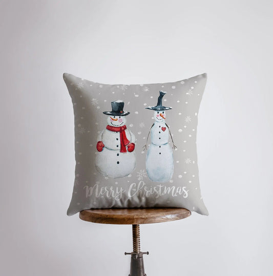 Primitive Snowmen Throw Pillow Cover – Rustic Winter