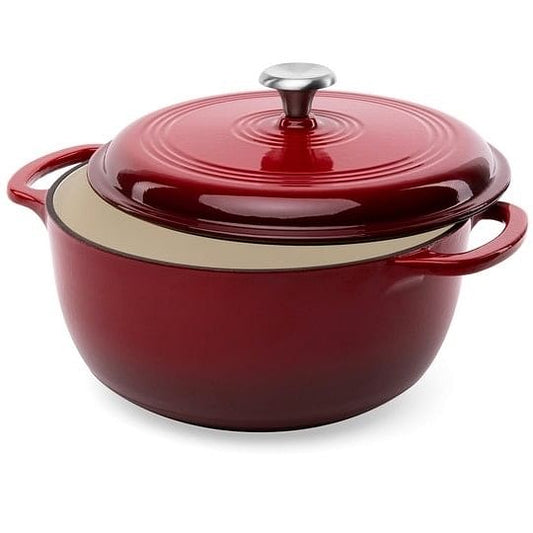 6 Quart Large Red Enamel Cast-Iron Dutch Oven – Kitchen Cookware