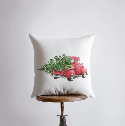 Christmas Red Truck Throw Pillow Cover - Back of Truck