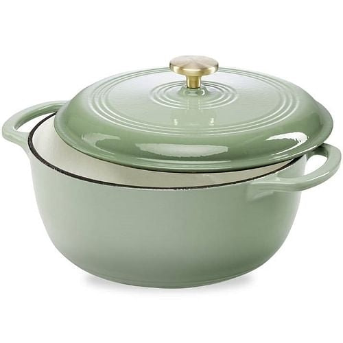 6 Quart Large Sage Green Enamel Cast-Iron Dutch Oven – Kitchen Cookware
