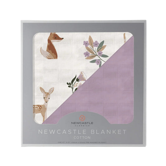 Sierra Fox & Deer + Orchid Lavender Cotton Blanket