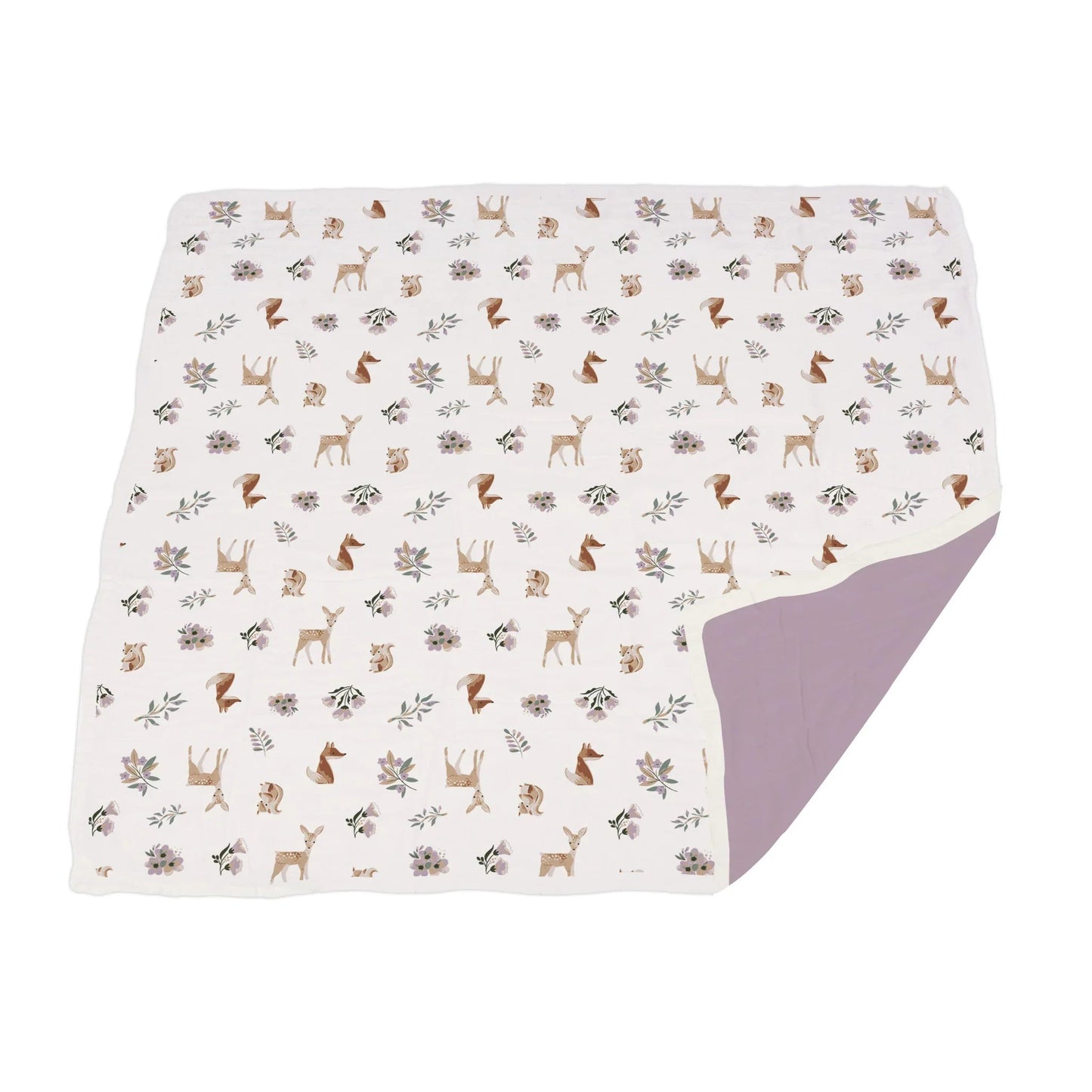 Sierra Fox & Deer + Orchid Lavender Cotton Blanket