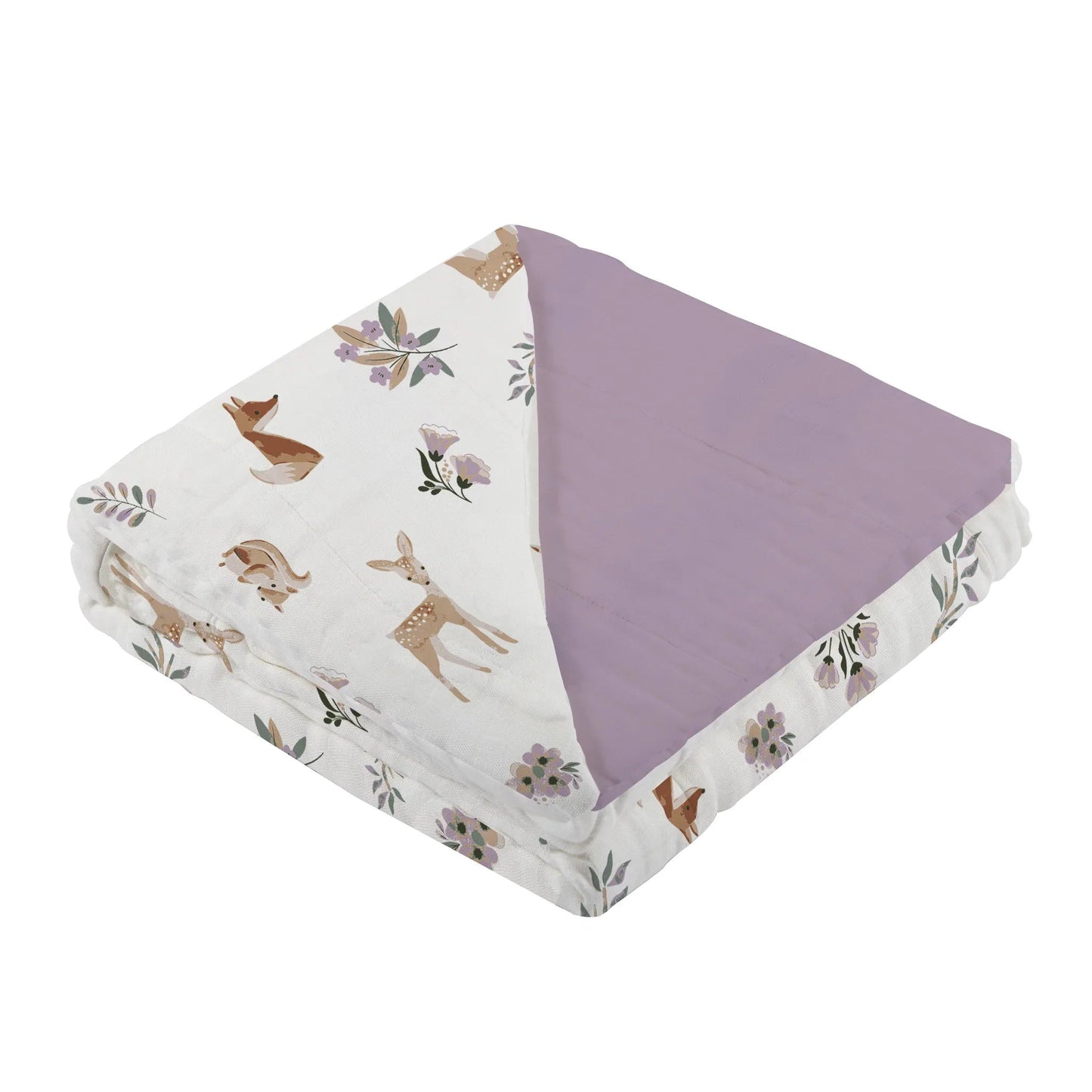Sierra Fox & Deer + Orchid Lavender Cotton Blanket