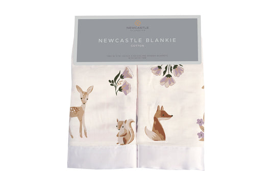 Sierra Fox & Deer Cotton Muslin Security Baby Blankie – 16" x 16"