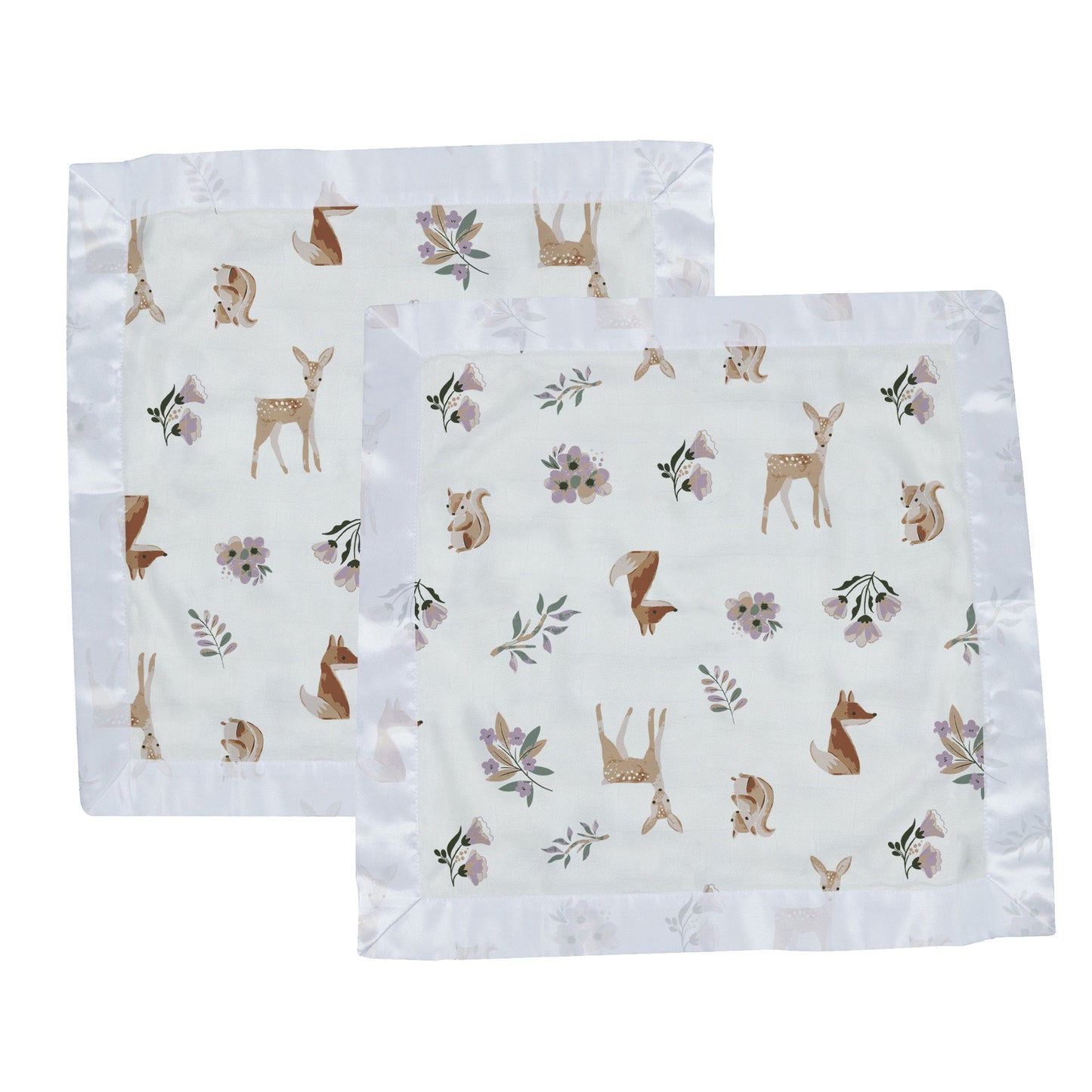 Sierra Fox & Deer Cotton Muslin Security Baby Blankie – 16" x 16"