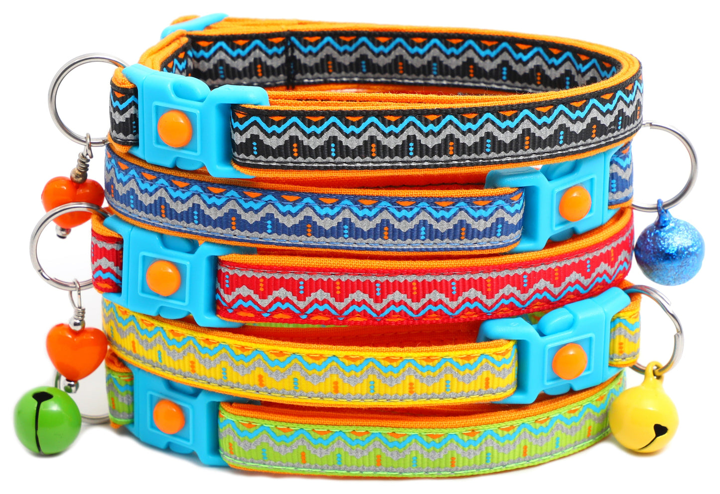 Blue & Orange Aztec with Reflective Accents - Breakaway Cat Collar
