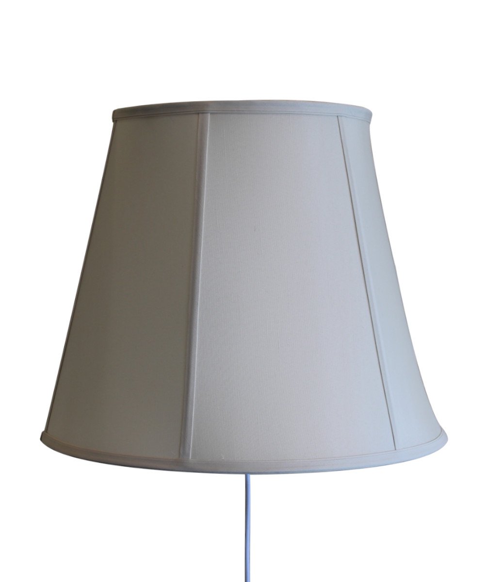 17"W Floating Shade Plug-In Wall Light – Eggshell Shantung Fabric