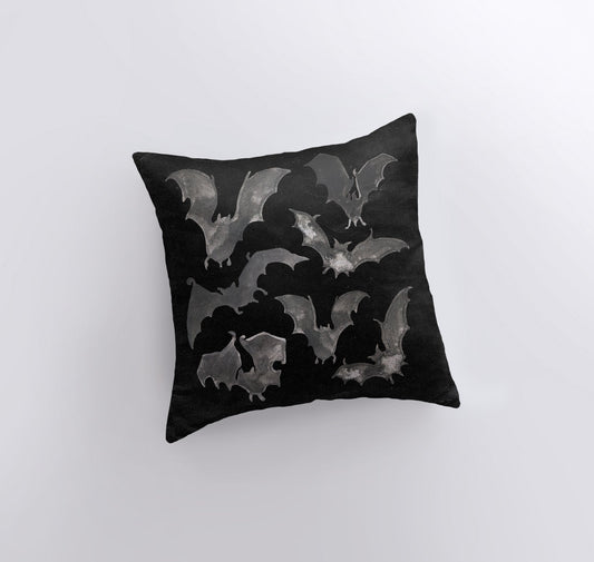 Bats on Black Throw Pillow Cover – Double-Sided