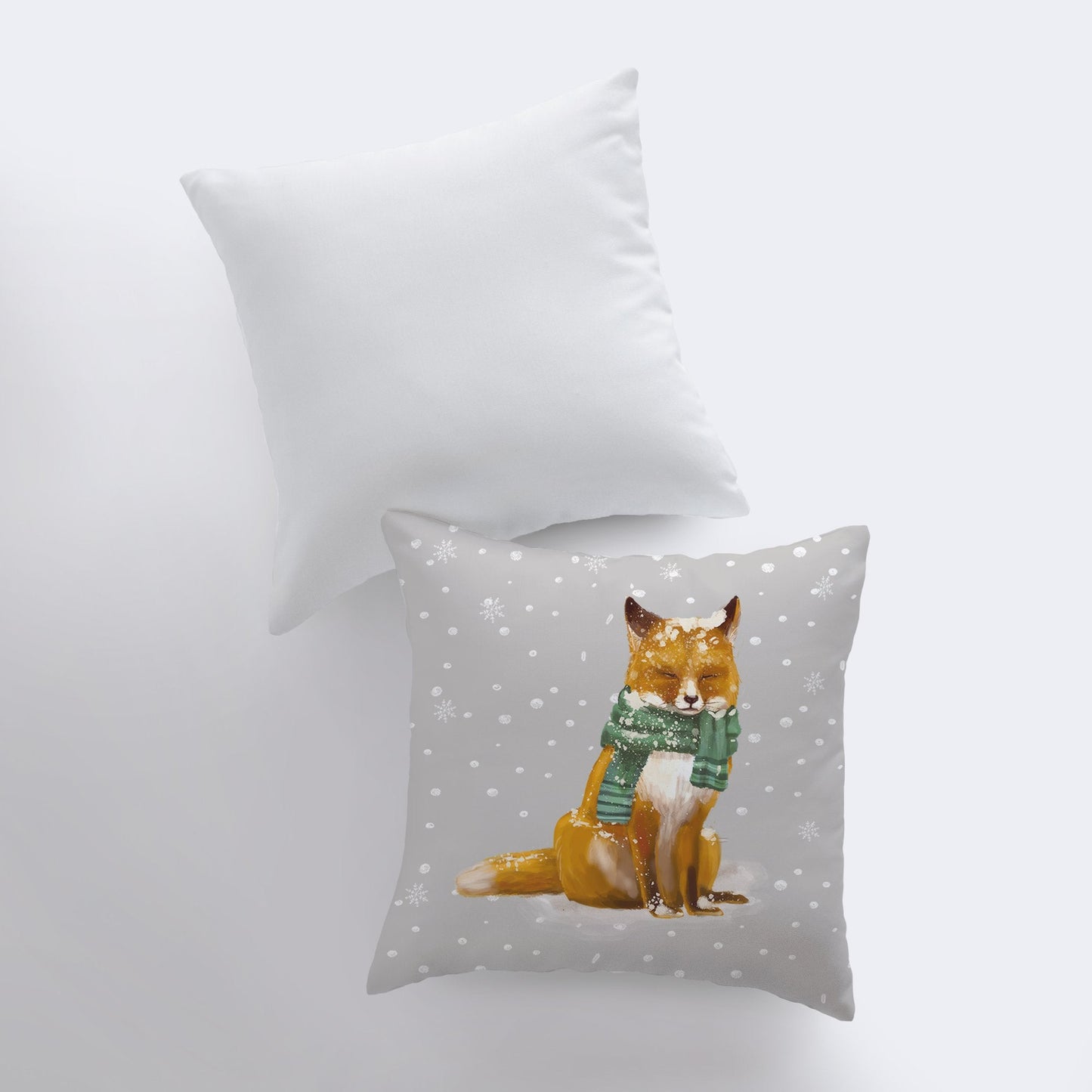 Christmas Fox Throw Pillow Cover – Winter Woodland