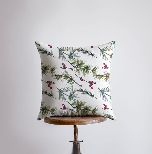 Christmas Holly Throw Pillow Cover