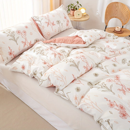 3-Piece Floral Duvet Cover Set – Soft Pastoral Style Bedding