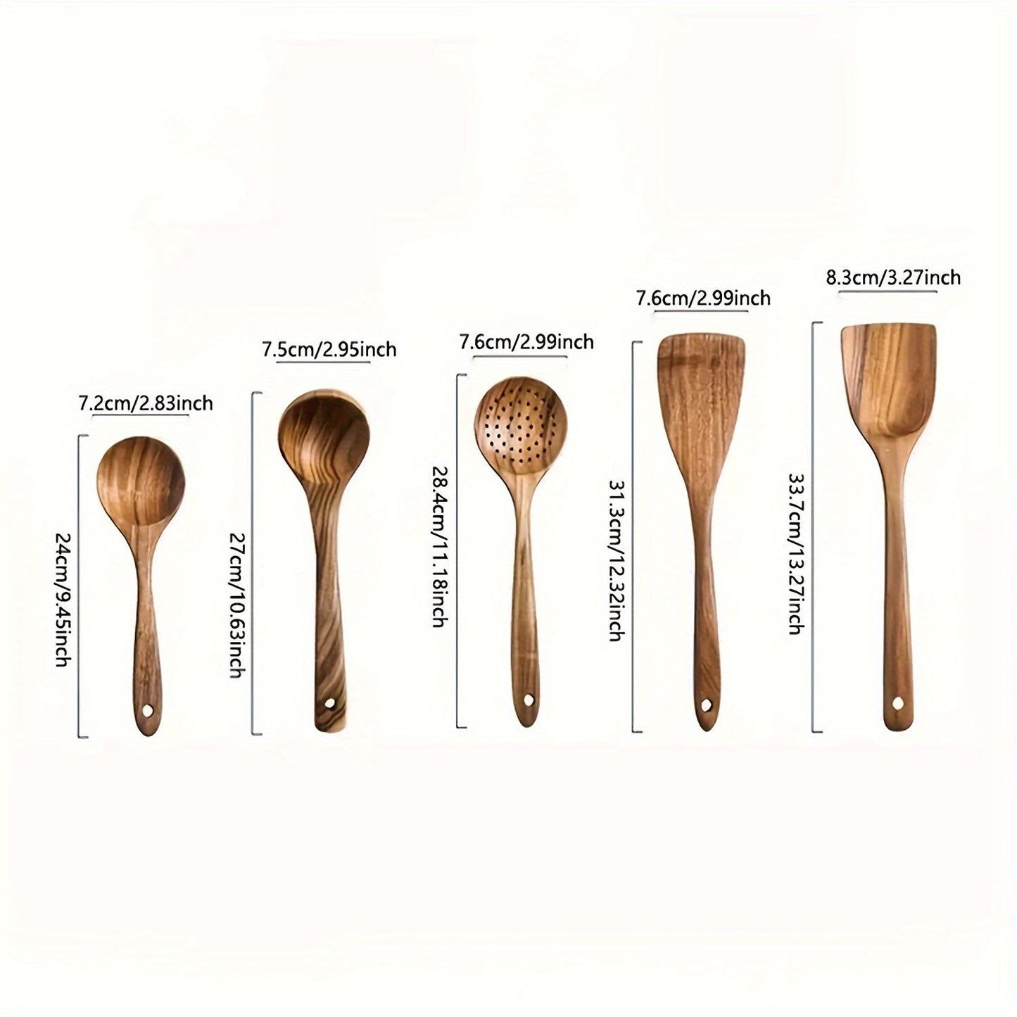 5-Piece Premium Wooden Utensil Set for Non-Stick Cookware