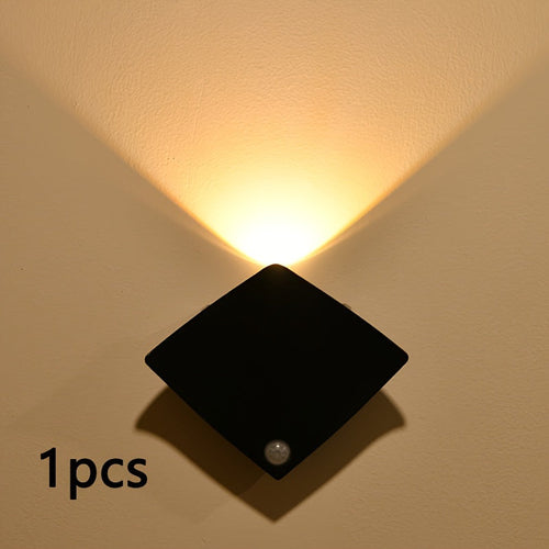 Human Sensing Decor Wall Lamp – Modern Battery-Powered Uplight for Bedroom & Porch