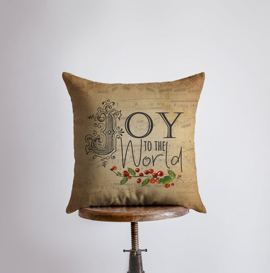 Joy to the World Throw Pillow Cover – Vintage Sheet Music Christmas Décor