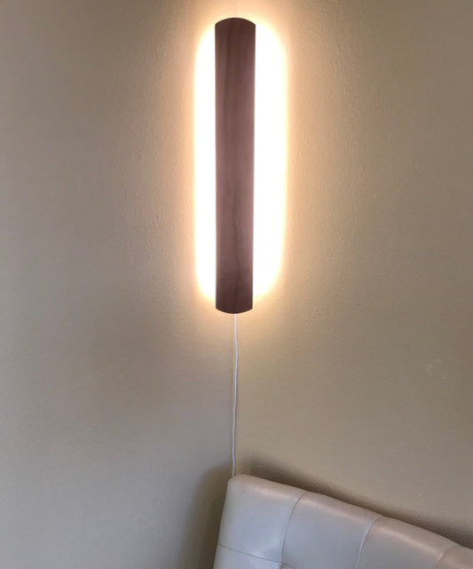 3"W Solid Wood Hover Plank Corner/Wall Accent Light – Plug-In