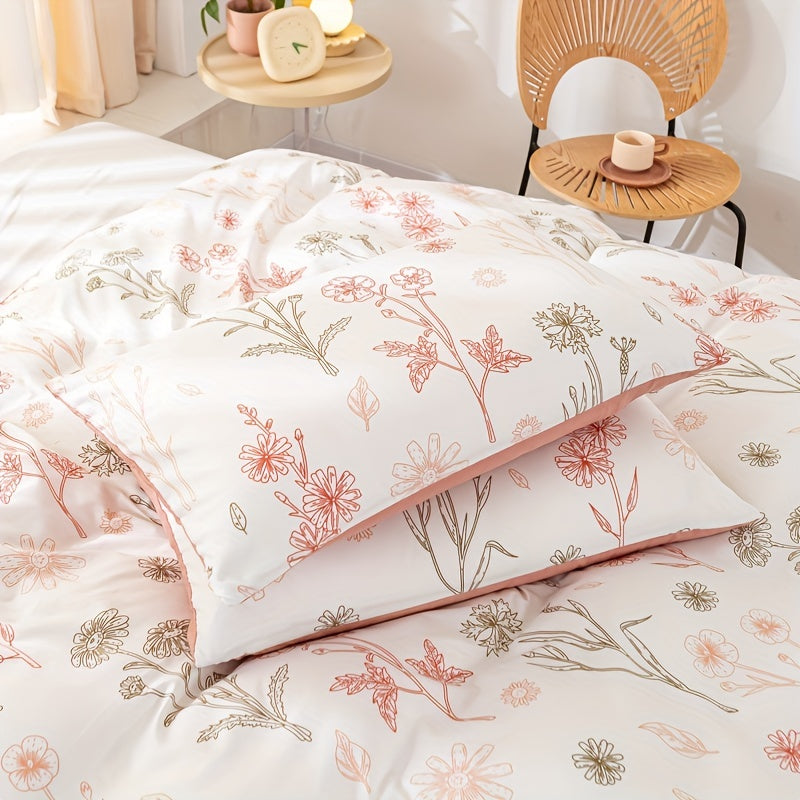3-Piece Floral Duvet Cover Set – Soft Pastoral Style Bedding