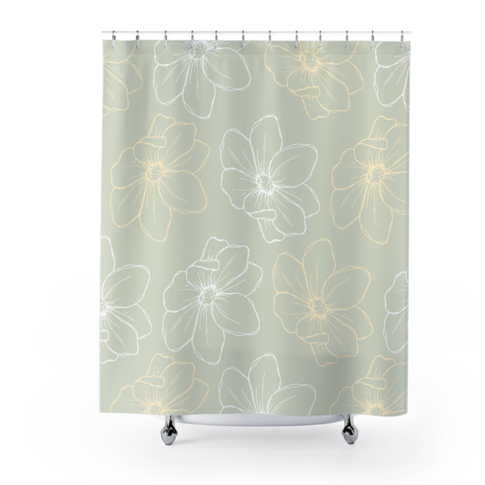 Green Floral – Nature-Inspired Shower Curtain