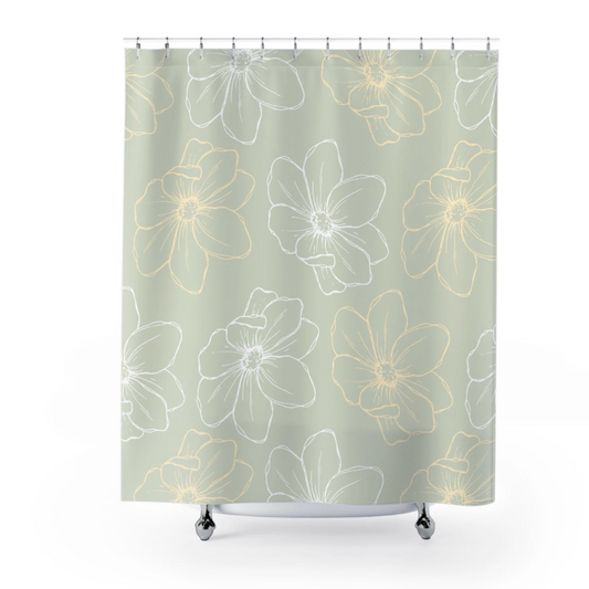 Green Floral – Nature-Inspired Shower Curtain