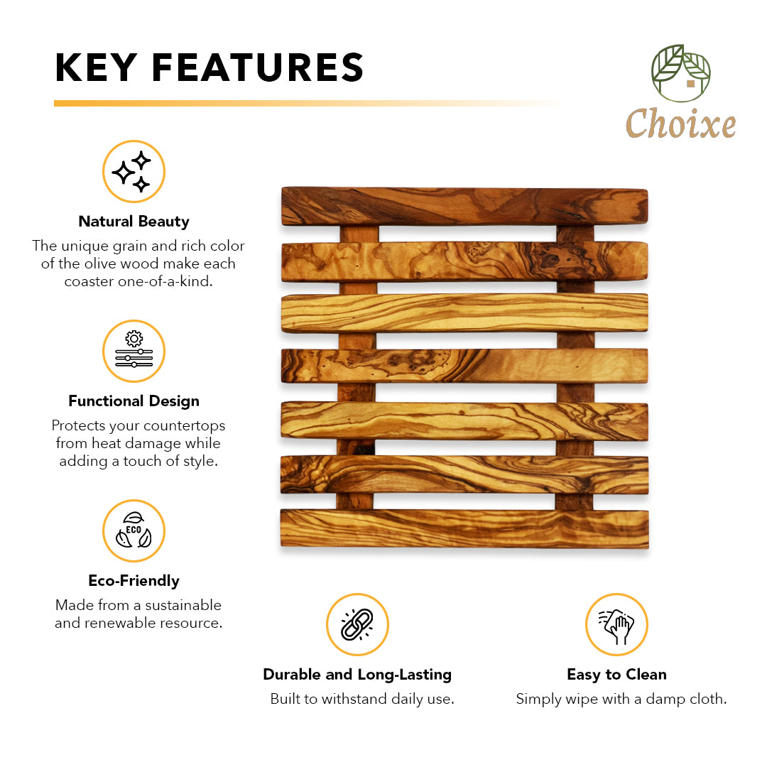 Olive Wood Pan Trivet – Handcrafted Natural Elegance