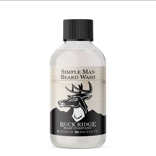 Buck Ridge Simple Man Beard Wash – Unscented & Hypoallergenic Beard Care