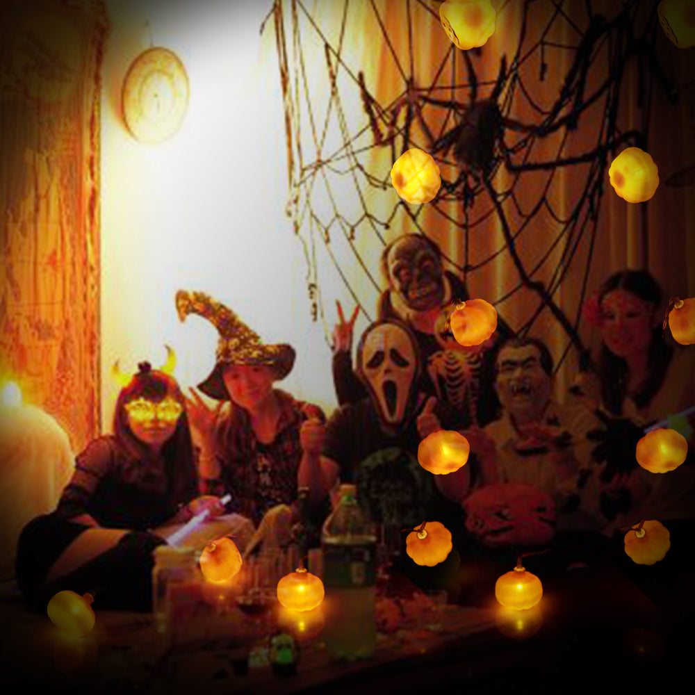 Pumpkin Face String Lights – Warm White Glow