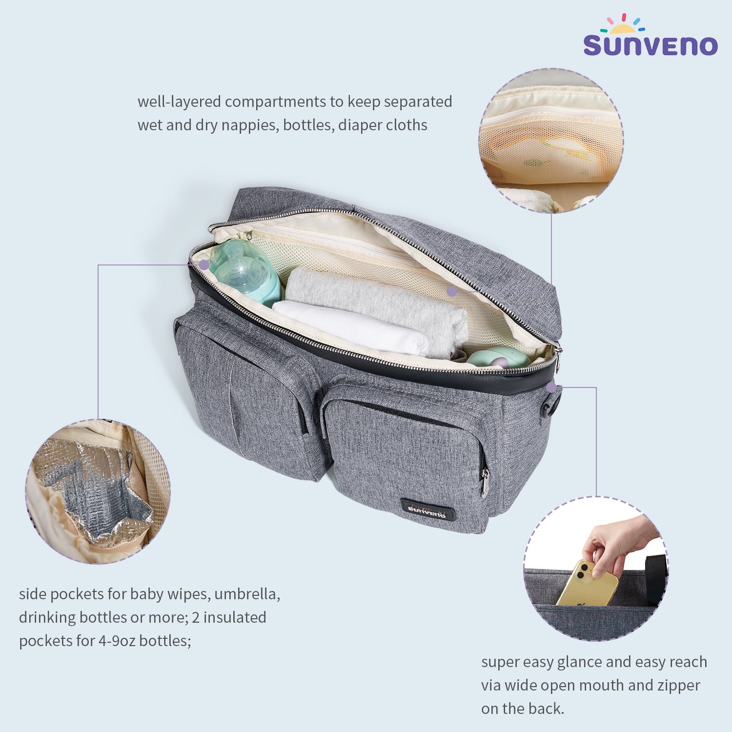 Stroller Organizer Caddy Bag – 11 Pocket Baby Travel Organizer