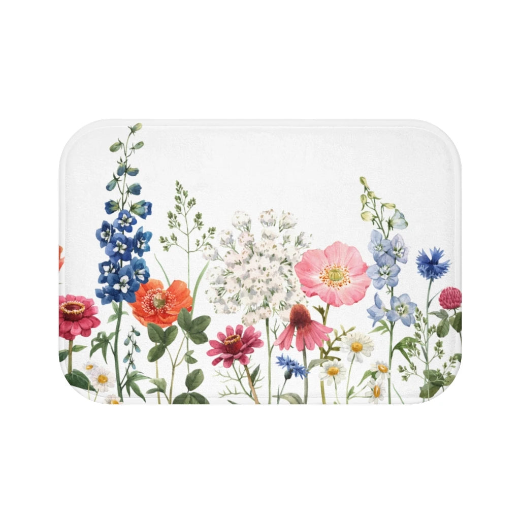 Spring Floral Garden Bath Mat – 24" x 17" Non-Slip Microfiber Rug