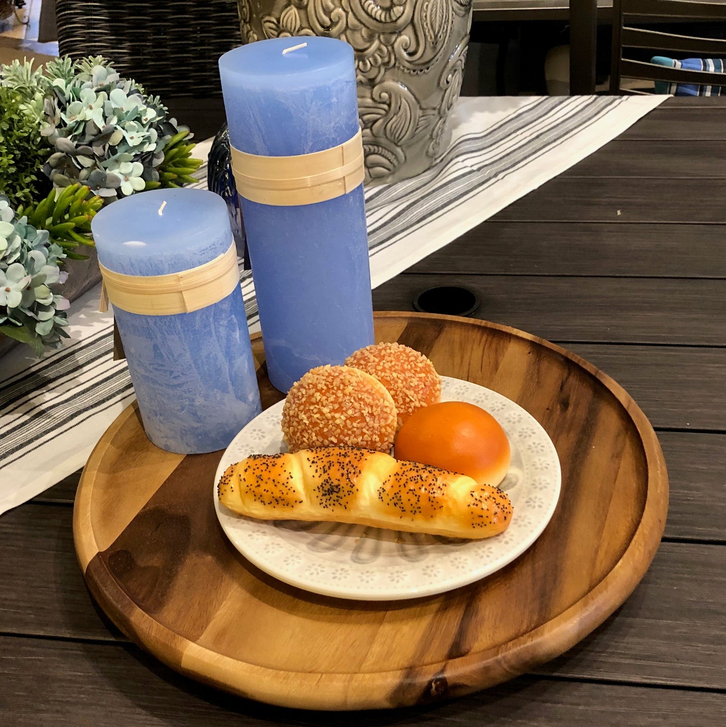 13" Round Acacia Wood Lazy Susan – Rotating Serving Tray