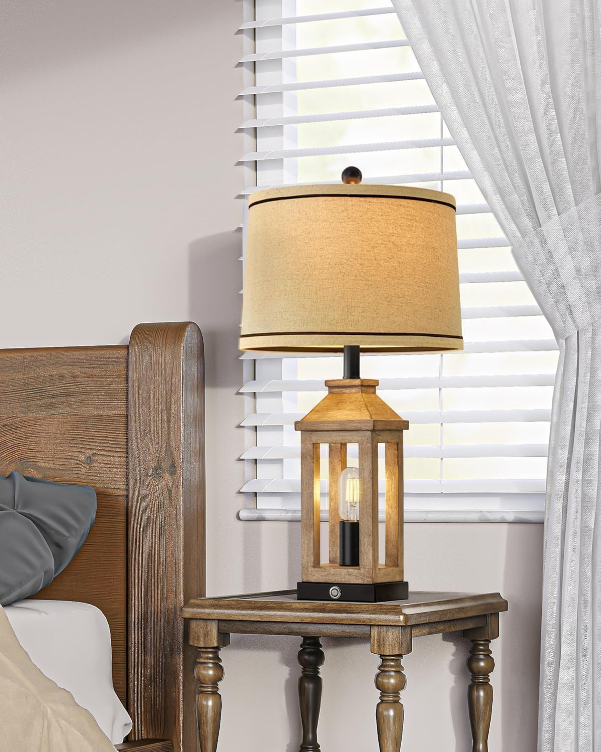 Farmhouse Touch Control Table Lamps – Set of 2 Dimmable Dual-Light with USB