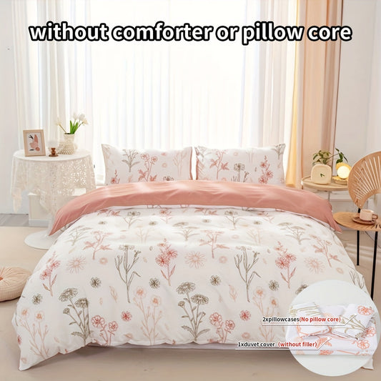 3-Piece Floral Duvet Cover Set – Soft Pastoral Style Bedding