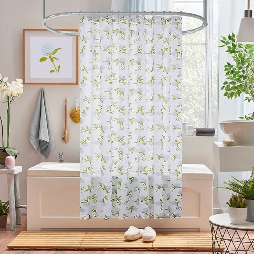 Farmhouse “Happy” Shower Curtain – Rustic Floral Charm