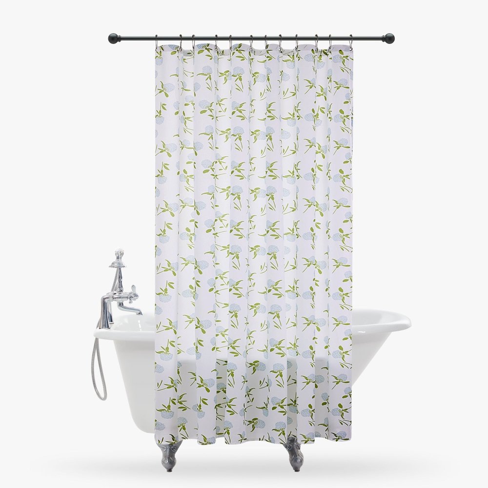 Farmhouse “Happy” Shower Curtain – Rustic Floral Charm