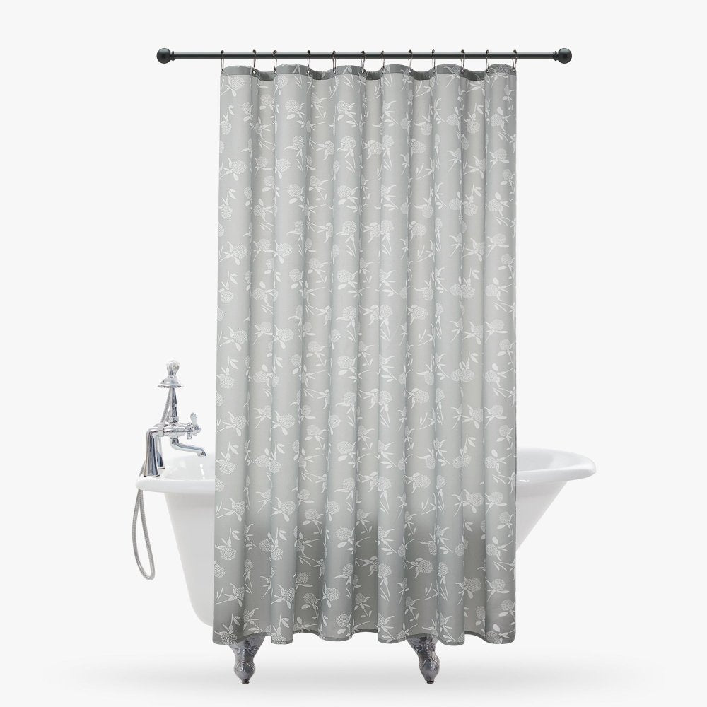 Farmhouse “Happy” Shower Curtain – Rustic Floral Charm