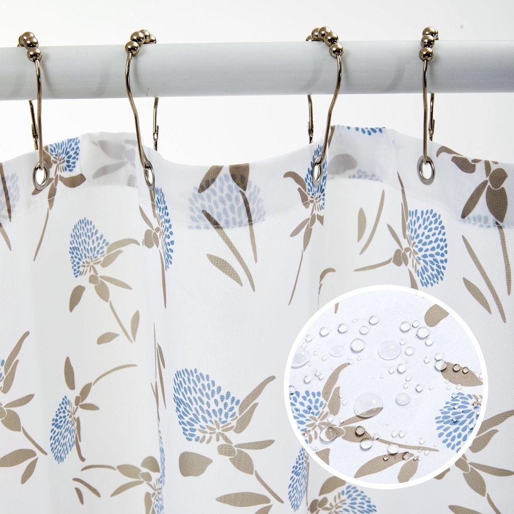 Farmhouse “Happy” Shower Curtain – Rustic Floral Charm