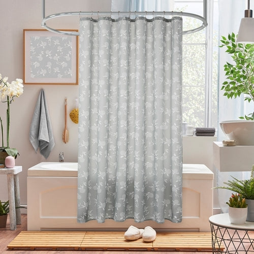 Farmhouse “Happy” Shower Curtain – Rustic Floral Charm