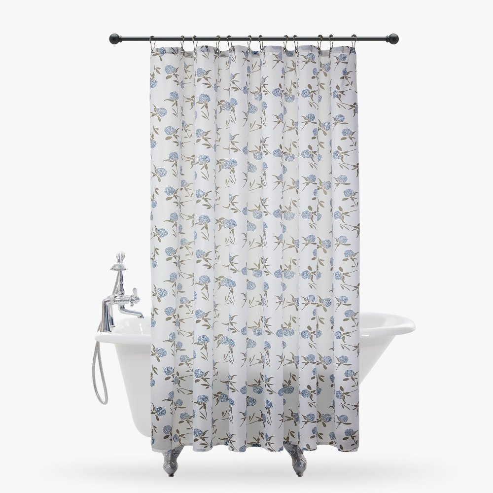 Farmhouse “Happy” Shower Curtain – Rustic Floral Charm