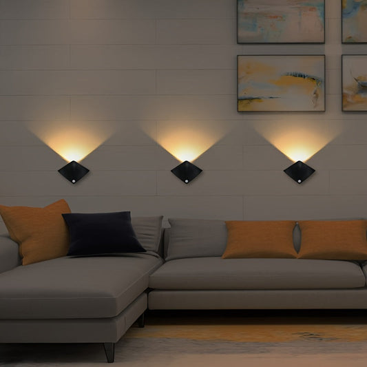 Human Sensing Decor Wall Lamp – Modern Battery-Powered Uplight for Bedroom & Porch